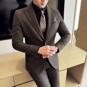 男士商务休闲西服双反领时尚潮流韩版修身西装三件套2523-P280图片