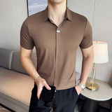 冰丝无痕高弹V领PLO衫高端时尚短袖上衣男2821-P62，男装T恤，星座1606-1