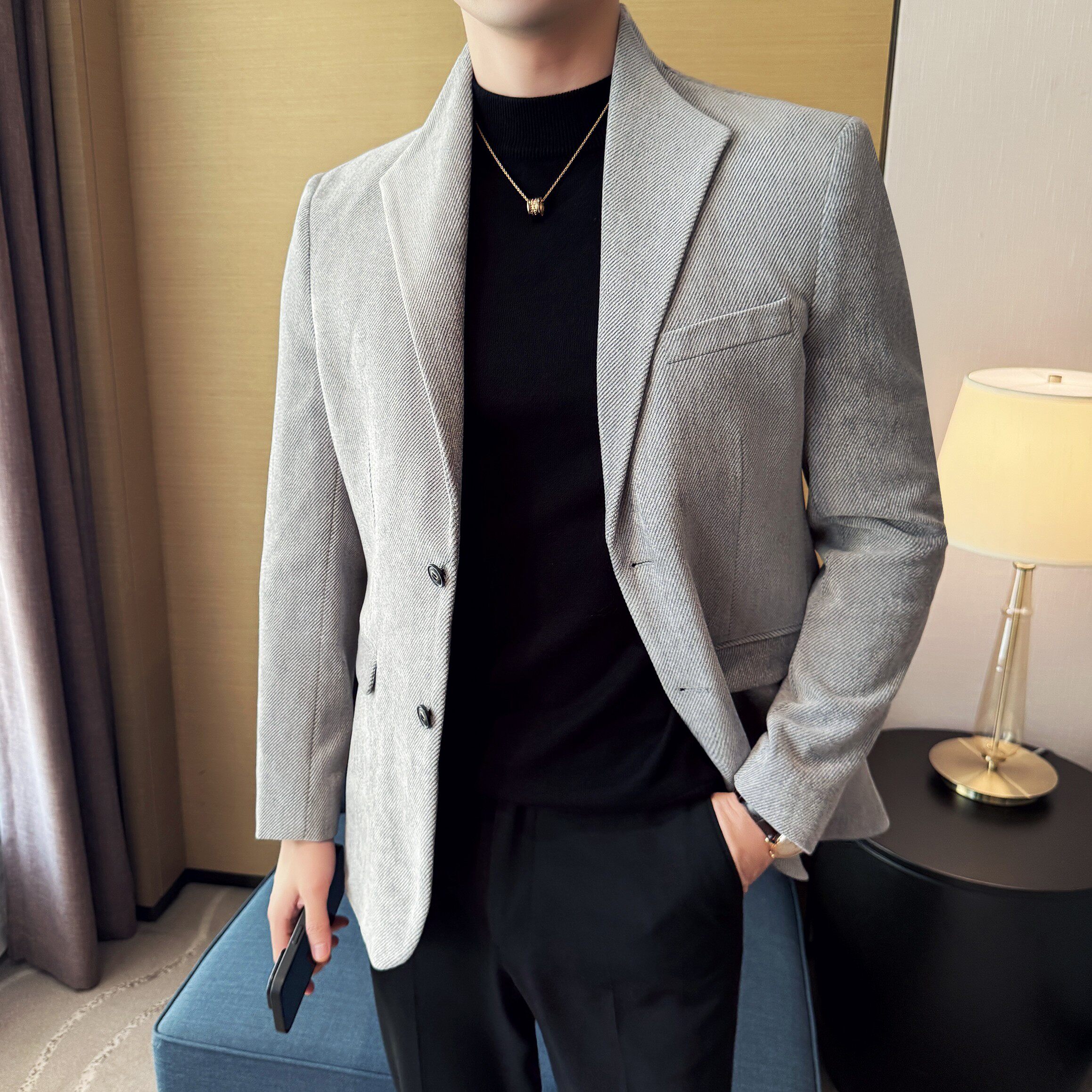 新中式立领时尚休闲西装外套男士韩版修身西服DX65-P148,男装西服套装,星座1606-1