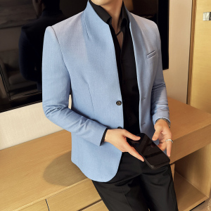 华夫格新中式立领西服商务休闲西装外套DX37-P148