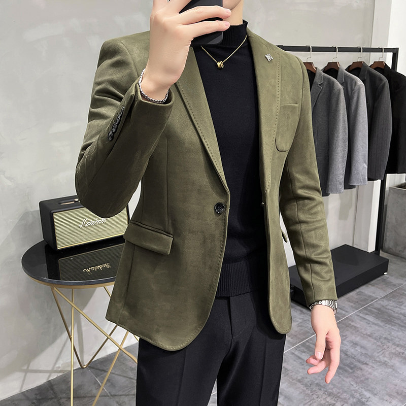 韩版修身麂皮绒商务休闲西服9928-P135,男装西服,星座1606-1