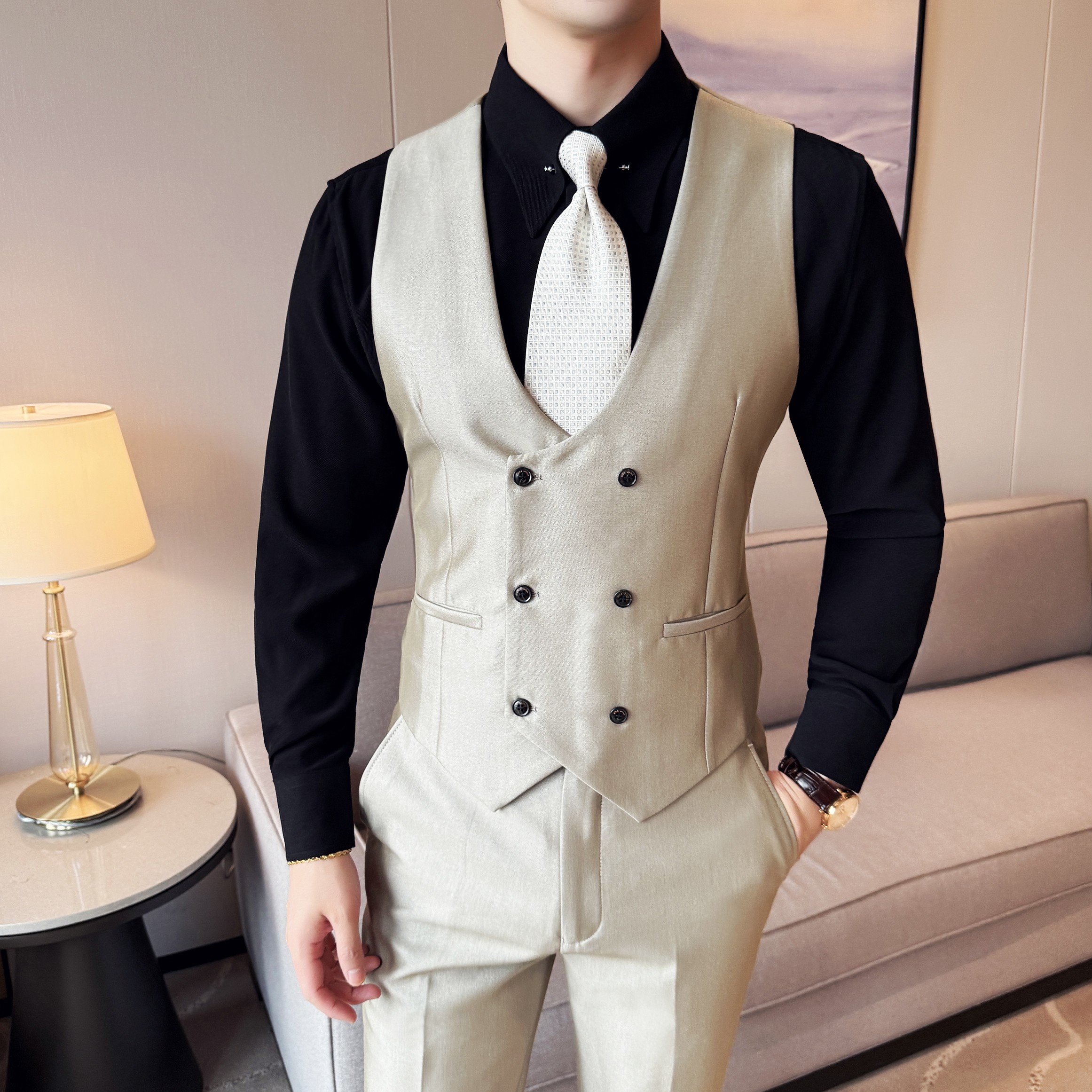 简约韩版修身西装马甲套MJT2517-P130,男装西服套装,星座1606-1