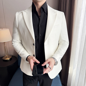 亮丝纯色戗驳领两粒扣西服商务休闲西装外套DX38-P155图片