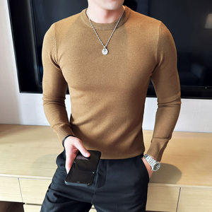 莫代尔抗起球圆领毛衣男针织套头毛衣韩版修身毛线针织衫680-P45图片