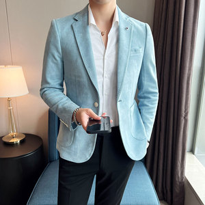 韩版修身麂皮绒商务休闲西服9929-P135,男装西服,星座1606-1