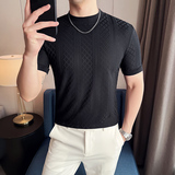DS013-P39男士半高领短袖T恤春夏新款时尚百搭修身立体打底衫，男装T恤，星座1606-1