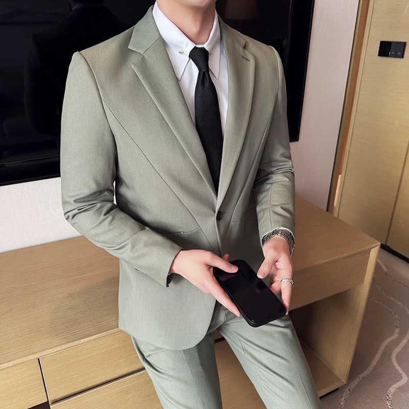 韩版修身西服时尚休闲商务西装两件套LJT2503-P230,男装西服套装,星座1606-1