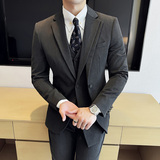 双门襟时尚设计潮流西服韩版修身西装三件套2405-P270，男装西服套装，星座1606-1