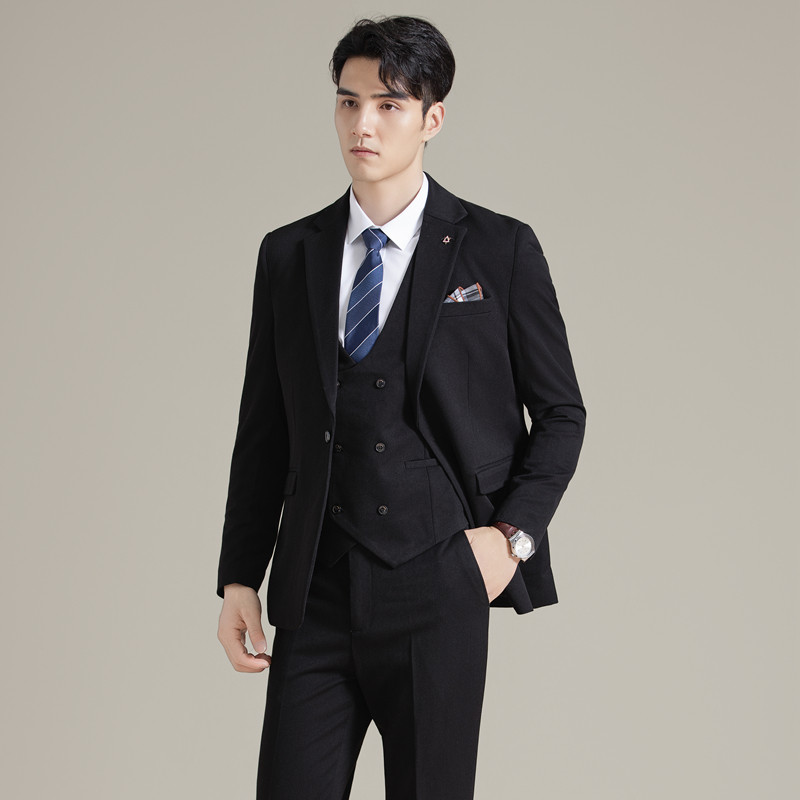 男士商务休闲西装韩版修身纯色暗纹西服三件套2512-P275图片