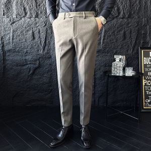 伸缩腰围毛呢加厚商务西裤小脚休闲裤1822K-P68，男装西裤，星座1606-1