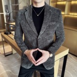 雪尼尔褶皱时尚休闲西装外套男士韩版修身西服DX60-P148，男装西服套装，星座1606-1