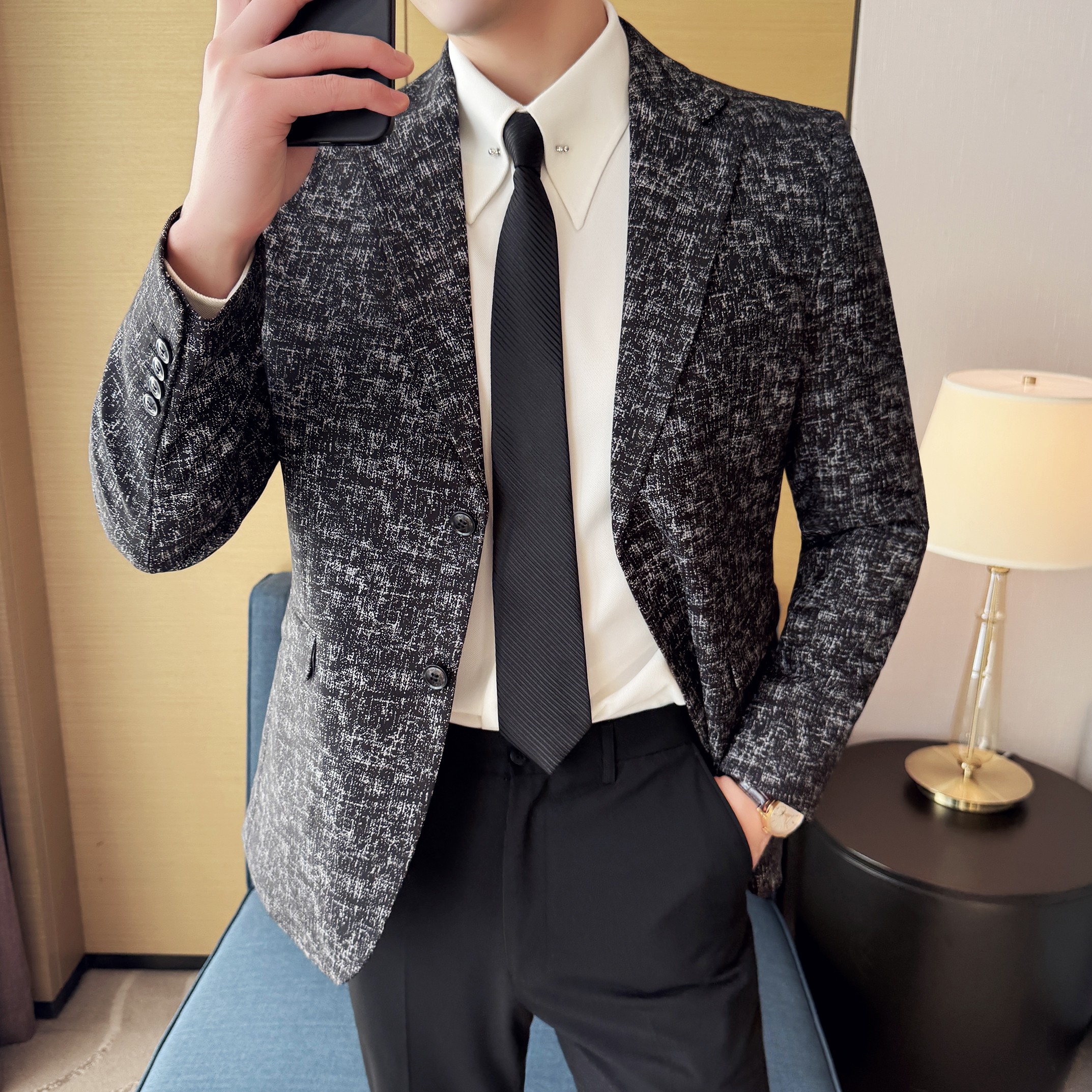 男士韩版修身西服时尚提花西装外套DX53-P148，男装西服套装，星座1606-1