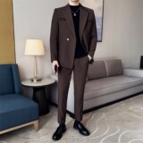 抖音西装潮流简约高级感高定设计感西装套装LJT2532-P220，男装西服套装，星座1606-1