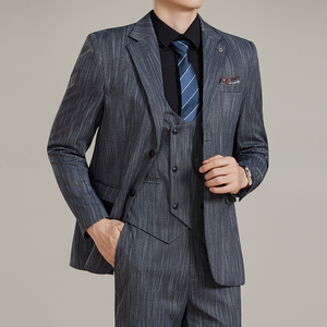 男士商务休闲西服流星雨条纹时尚潮流西装三件套2524-P280图片