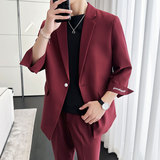 春夏薄款轻熟风七分袖宽松休闲垂感西服九分裤两件套1828-P205，男装西服，星座1606-1