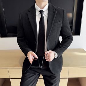 加厚秋冬羊毛西服时尚休闲西装外套男士韩版修身西装DX74-P168图片