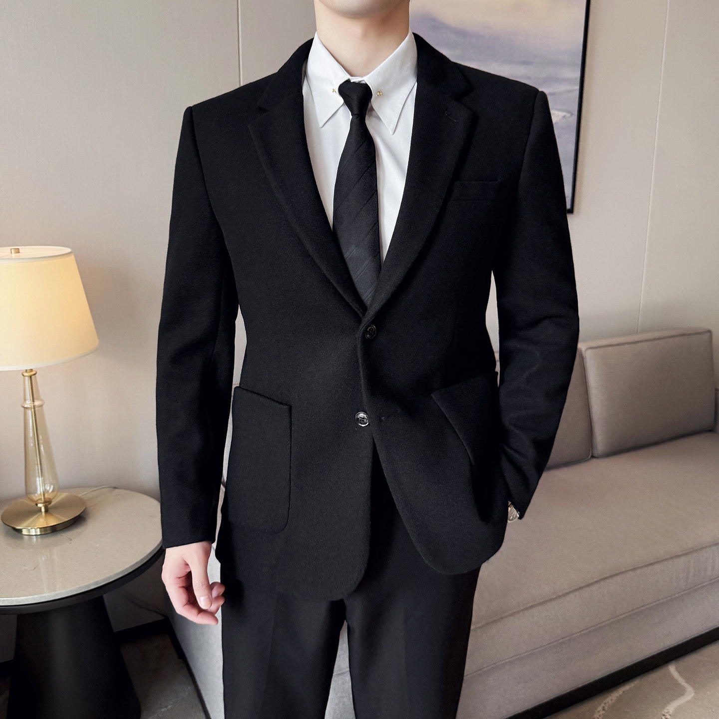 高定羊毛西服时尚休闲西装外套男士韩版修身西装DX73-P168,男装西服套装,星座1606-1