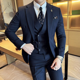 韩版修身西服时尚条纹西装三件套2409-P270，男装西服套装，星座1606-1