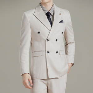 男士商务休闲西服莱赛尔醋酸条纹双排扣西装套装2531-P290图片