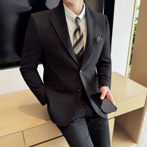 男士立领商务休闲西服韩版修身竹节纹西装套装2528-P285图片