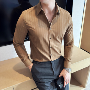 天丝莱赛尔竹纤维条纹男士长袖衬衣时尚休闲免熨衬衫CS048-P63图片