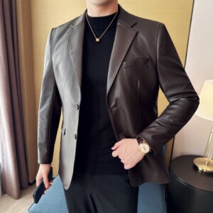 高品质韩版修身皮衣西装商务休闲皮衣西服DX51-P168