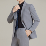 男士商务时尚休闲西服青果领西装套装2526-P215，男装西服套装，星座1606-1
