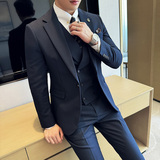 韩版修身西服时尚条纹西装三件套2409-P270，男装西服套装，星座1606-1