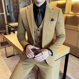 韩版修身西服针织斜纹西装三件套2407-P265，男装西服套装，星座1606-1