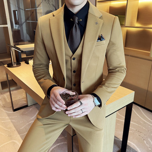 韩版修身西服针织斜纹西装三件套2407-P265,男装西服套装,星座1606-1