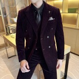 男士时尚休闲西装灯芯绒流星雨条纹双排扣西服套装SJT2519-P285，男装西服套装，星座1606-1