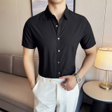 高级无痕衬衫商务修身短袖翻领衬衣男2811-P62，男装T恤，星座1606-1