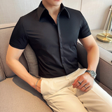 夏季薄款暗门襟大领衬衫商务休闲衬衣男短袖2816-P62，男装T恤，星座1606-1