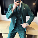 宽条纹毛呢西服韩版修身商务西装三件套1853-P280，男装西服套装，星座1606-1