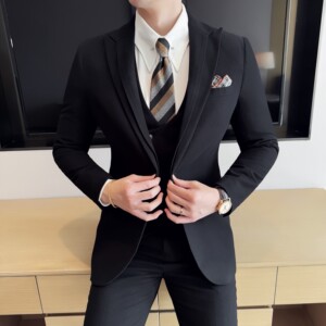 男士商务休闲西服双反领时尚潮流韩版修身西装三件套2523-P280图片