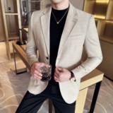 男士韩版修身西服竹节纹时尚休闲西装外套DX56-P148，男装西服套装，星座1606-1