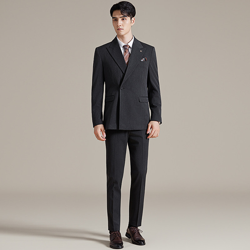 抖音西装高级修身英伦风商务休闲西服套装三件套2510-P265,男装西服套装,星座1606-1