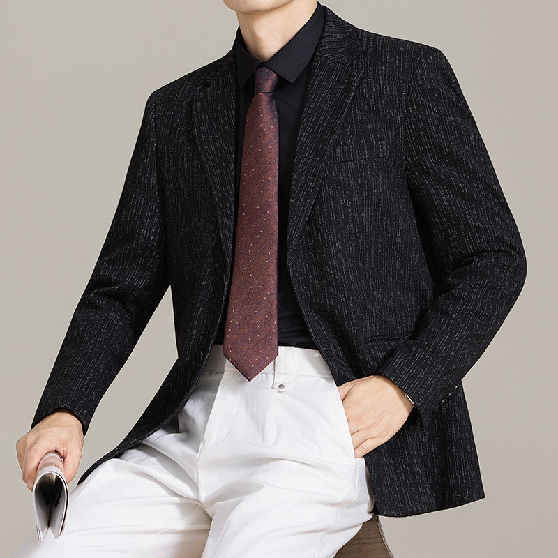 男士韩版修身西服时尚休闲流星雨条纹西装外套DX71-P148图片