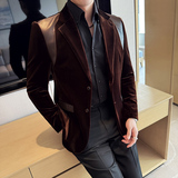 丝光绒韩版修身西服拼皮时尚休闲西装外套DX36-P148，男装西服套装，星座1606-1