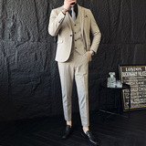 韩版修身商务西服条纹西装三件套1819-P265，男装西服套装，星座1606-1