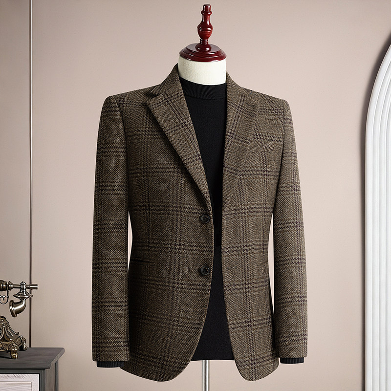 秋冬复古羊毛50%保暖磨毛平驳领西服上装休闲男士商务高级感西装，男装西服套装，星座1606-1