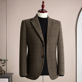 秋冬复古羊毛50%保暖磨毛平驳领西服上装休闲男士商务高级感西装，男装西服套装，星座1606-1