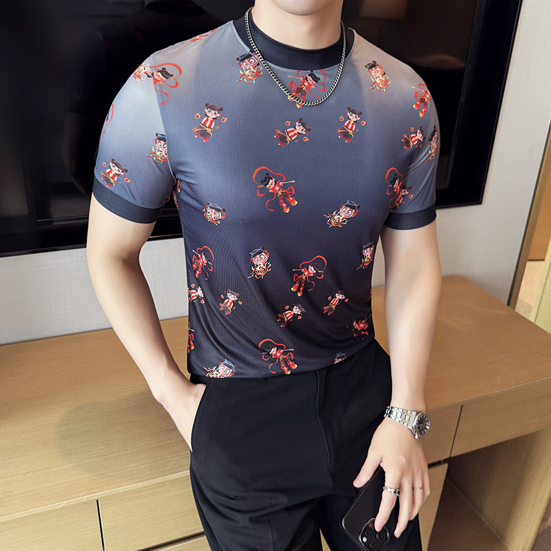 DS021-P38男士小圆领短袖T恤夏季新款时尚百搭修身立体打底衫,男装T恤,星座1606-1