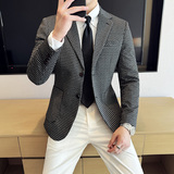 秋冬新款韩版修身西服时尚小方格西装外套DX22-P148，男装西服套装，星座1606-1