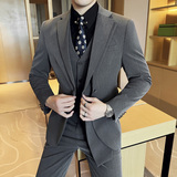 双门襟时尚设计潮流西服韩版修身西装三件套2405-P270，男装西服套装，星座1606-1