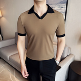 DS019-P48男士短袖冰丝POLO衫夏季新款时尚百搭修身立体T恤，男装T恤，星座1606-1
