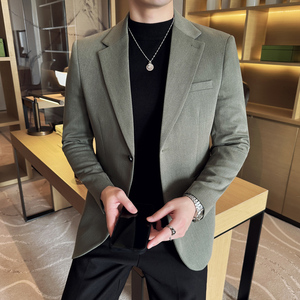 莱赛尔羊毛西服时尚休闲西装外套男士韩版修身高定西装DX72-P168图片