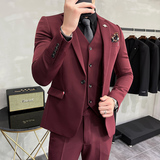 韩版修身商务西服织带款西装三件套1825-P255，男装西服套装，星座1606-1
