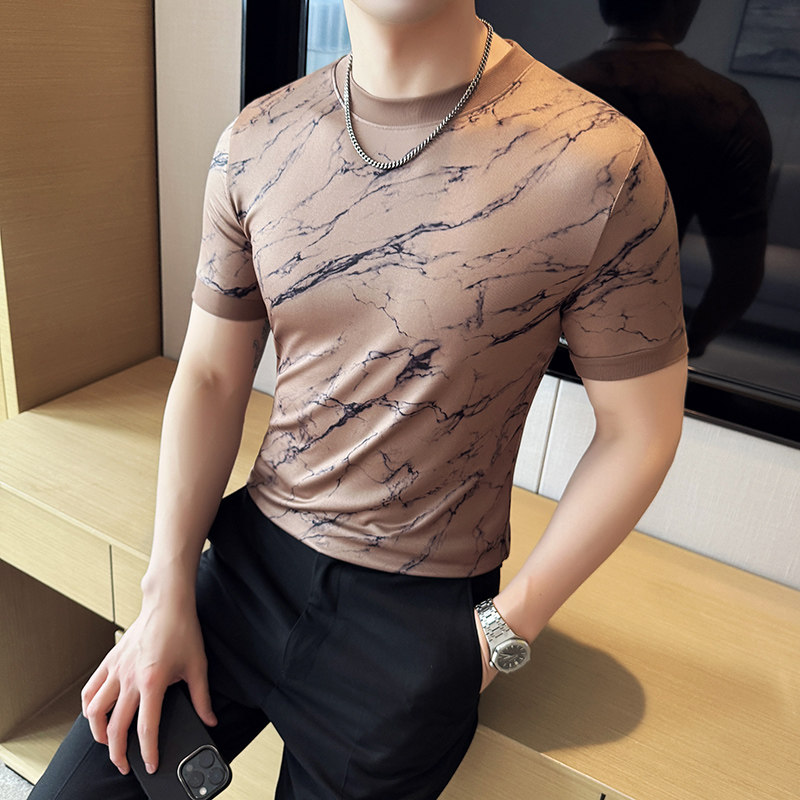 DS022-P38男士小圆领短袖T恤夏季新款时尚百搭修身立体打底衫,男装T恤,星座1606-1