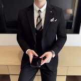 男士商务休闲西装韩版修身纯色暗纹西服三件套2512-P275，男装西服套装，星座1606-1